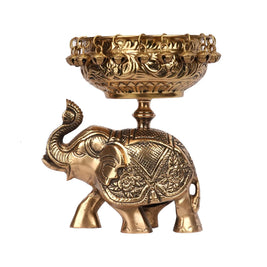 Brass Elephant Bowl Decor