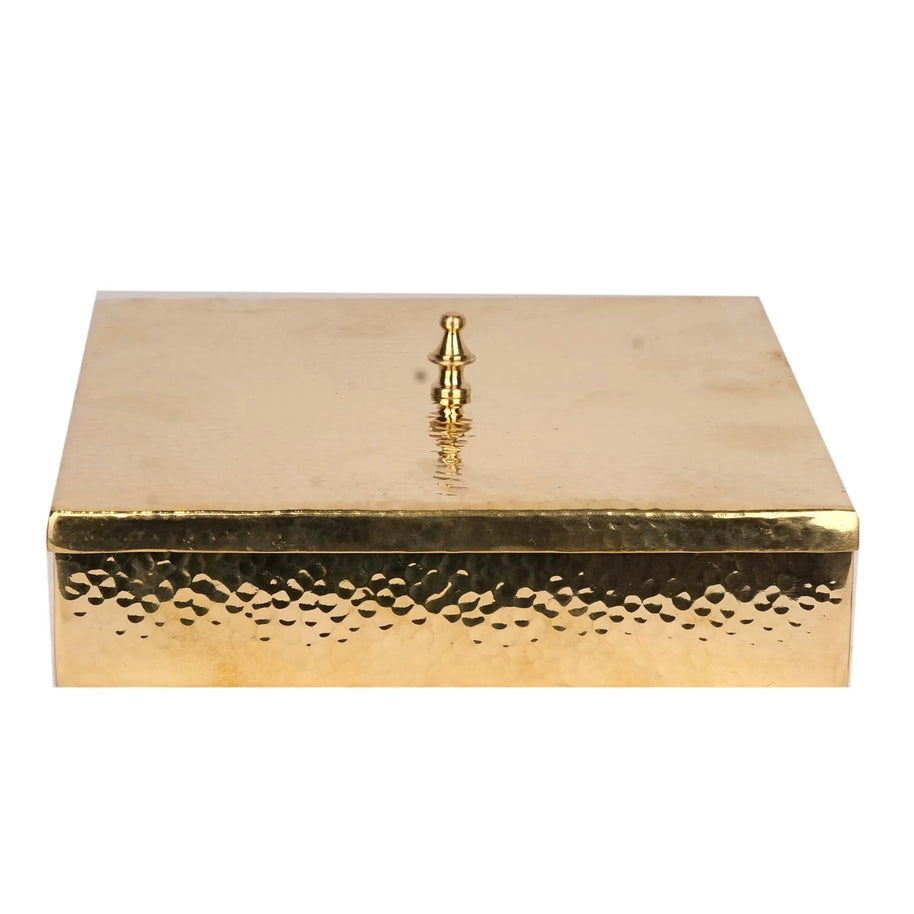 Brass Masala Box – Square Traditional Spice Storage Box – 8.5