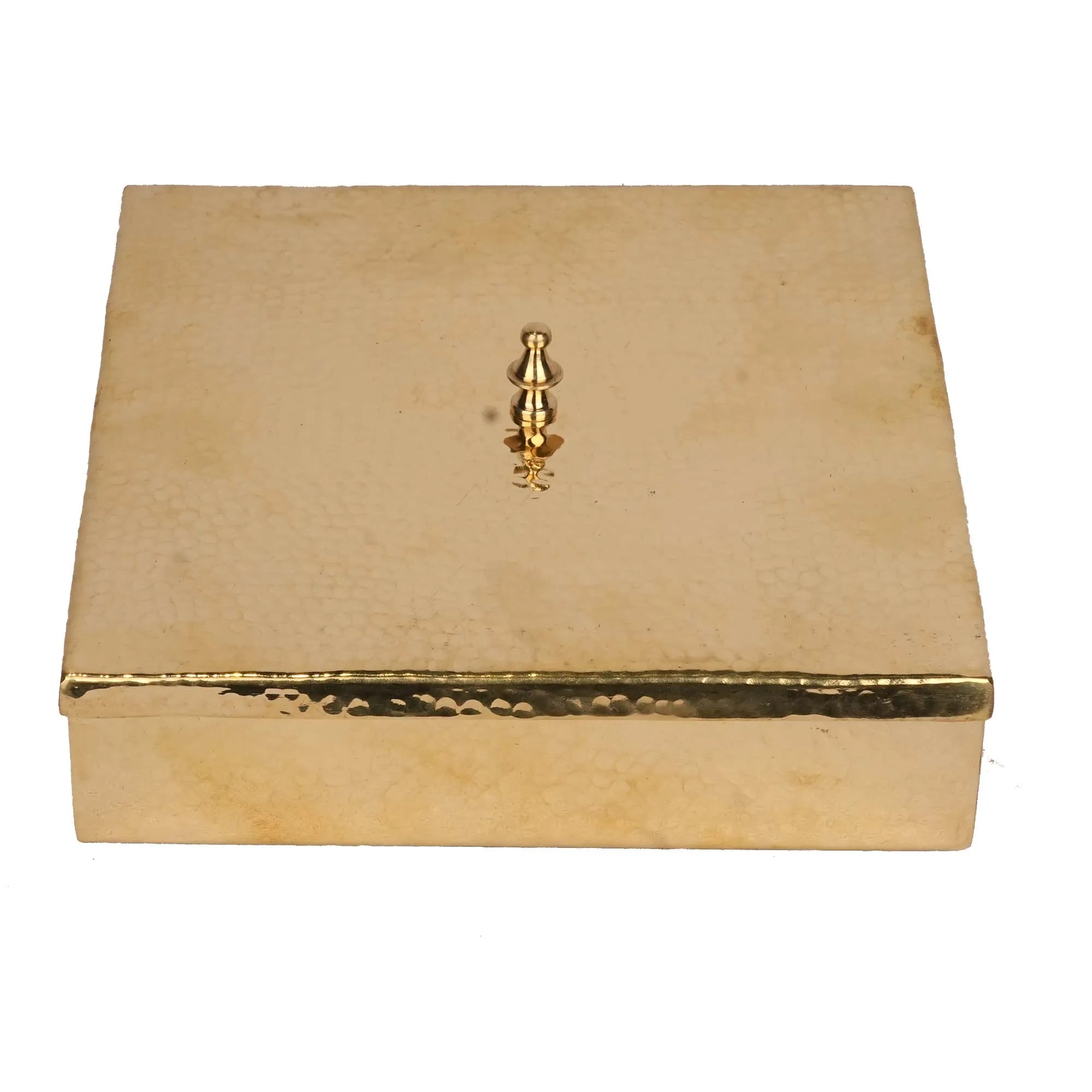 Brass Masala Box – Square Traditional Spice Storage Box – 8.5