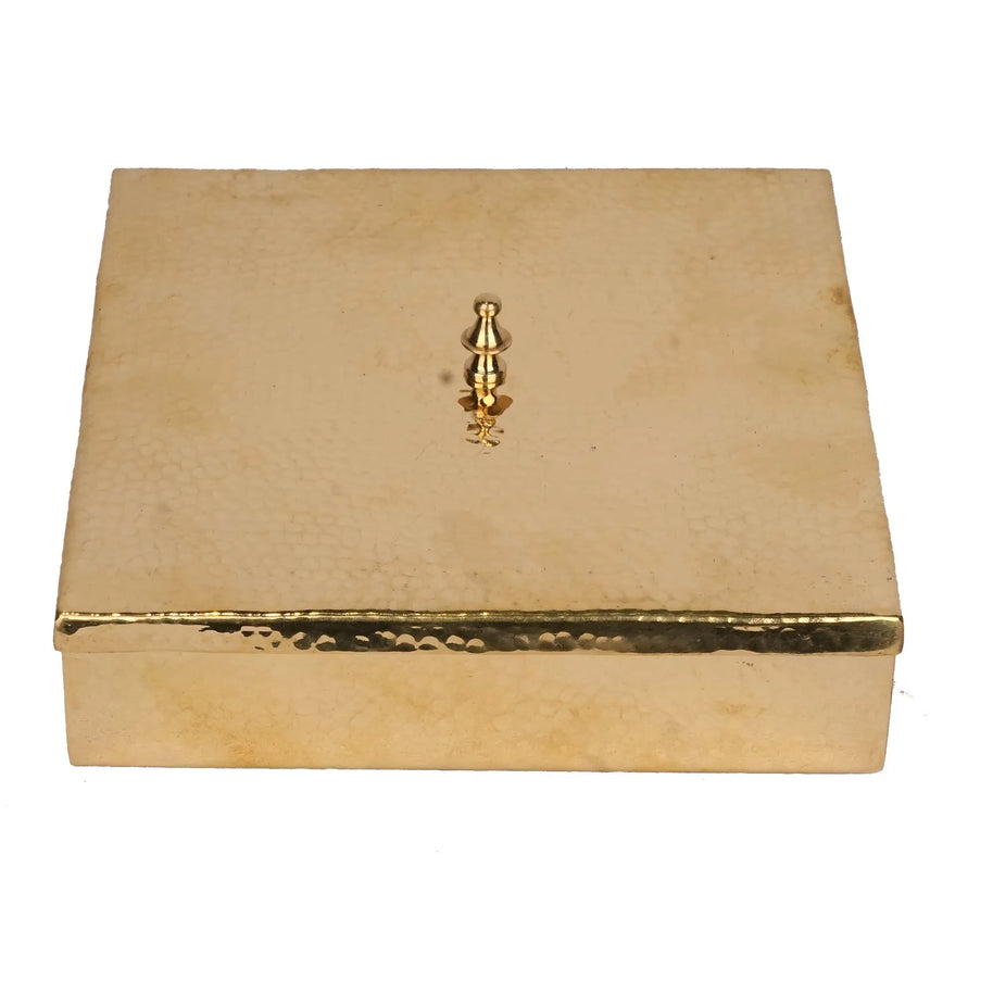 Brass Masala Box – Square Traditional Spice Storage Box – 8.5