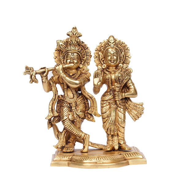 Handcrafted Brass Radha Krishna Idol – 7.5" Height