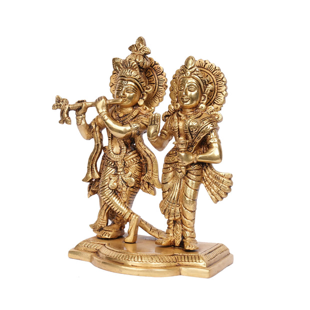 Handcrafted Brass Radha Krishna Idol – 7.5" Height