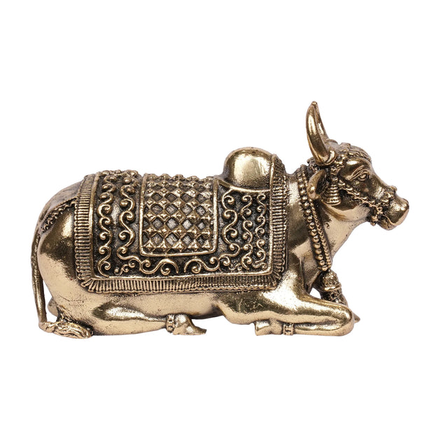 Handcrafted Brass Nandi Sitting Idol – 2.5" Height