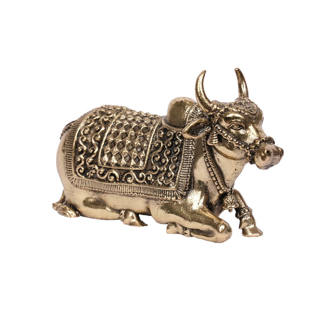 Handcrafted Brass Nandi Sitting Idol – 2.5" Height