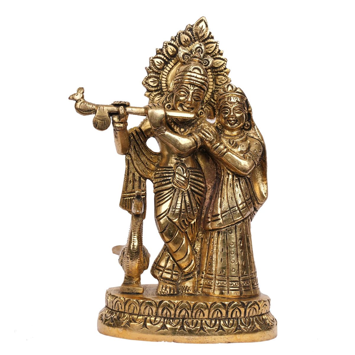 Handcrafted Brass Cow Radha Krishna Idol – 7.5