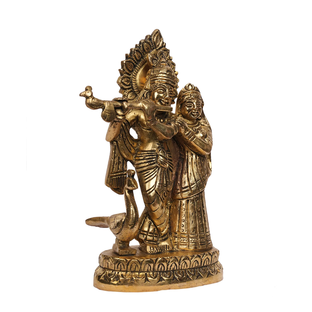 Handcrafted Brass Cow Radha Krishna Idol – 7.5
