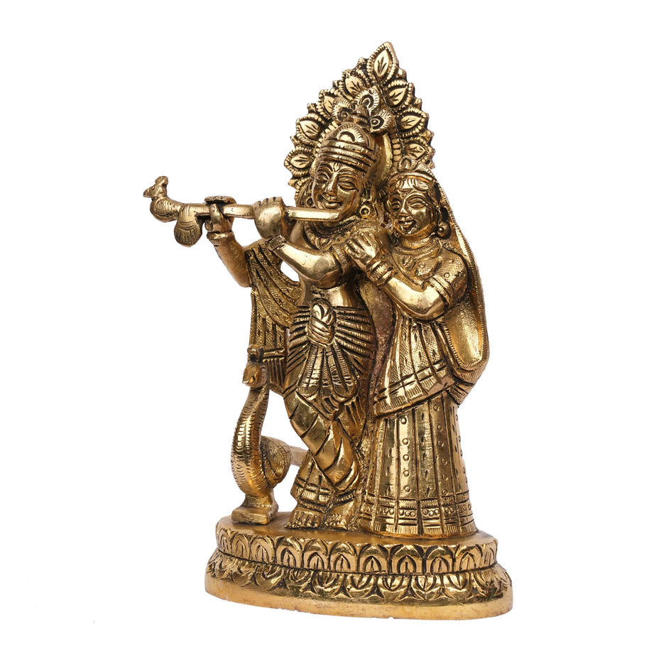 Handcrafted Brass Cow Radha Krishna Idol – 7.5