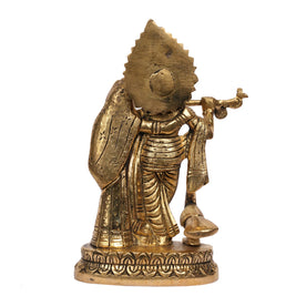Handcrafted Brass Cow Radha Krishna Idol – 7.5