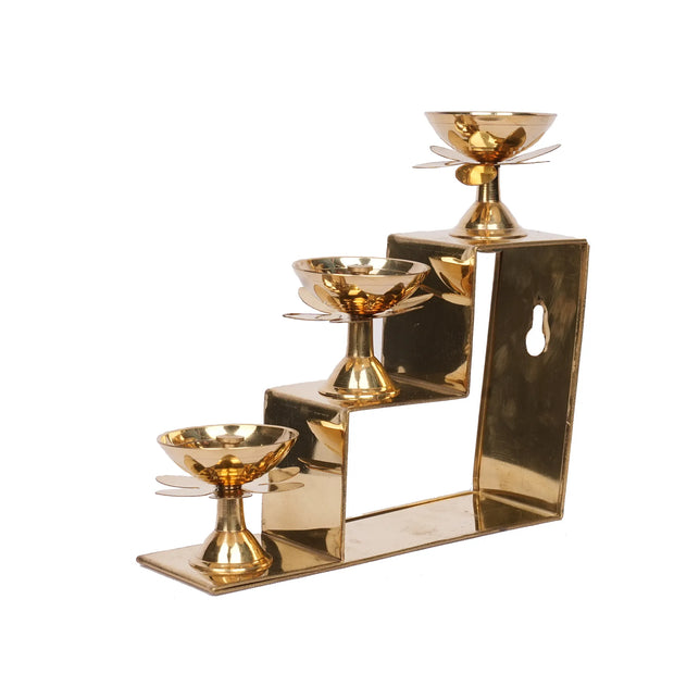 Handcrafted Brass Ayyappa Deepam – 3 Step – 6" Height