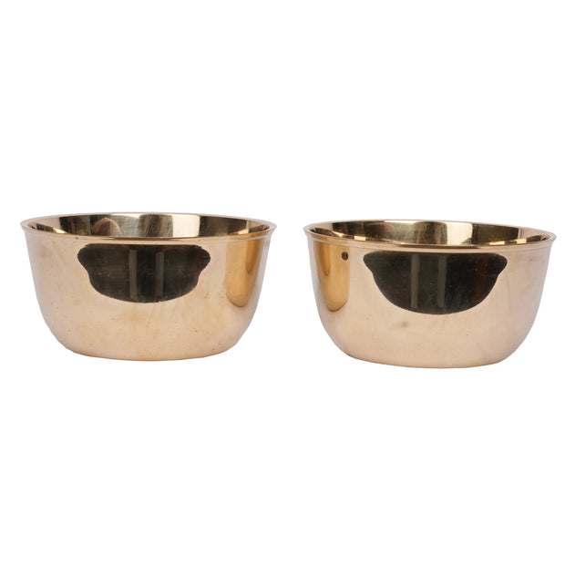 Handcrafted Brass Plain Katori Pair – 2.5" Height