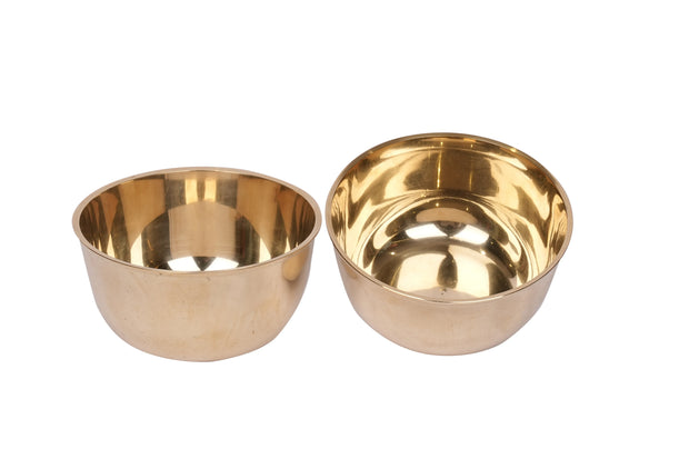 Handcrafted Brass Plain Katori Pair – 2.5" Height
