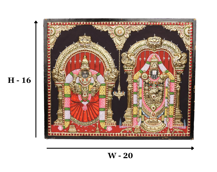 Tanjore Balaji Padmavathi Painting with 22K Gold Foil – 16 × 20 Inches