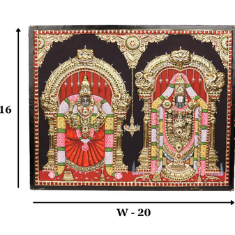 Tanjore Balaji Padmavathi Painting with 22K Gold Foil – 16 × 20 Inches