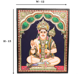 Embossed Tanjore Hanuman Painting with 22K Gold Foil – 15 × 12 Inches