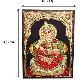 Annapoorneshwari Tanjore Painting with 22K Gold Foil – 24 × 18 Inches