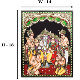 Tanjore RamDarbar Painting with 22K Gold Foil – 18 × 14 Inches