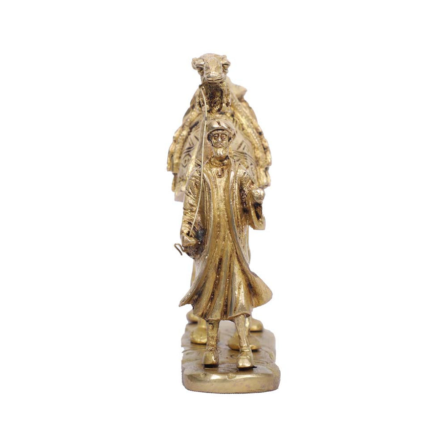 Handcrafted Brass Statue of Camel with Man