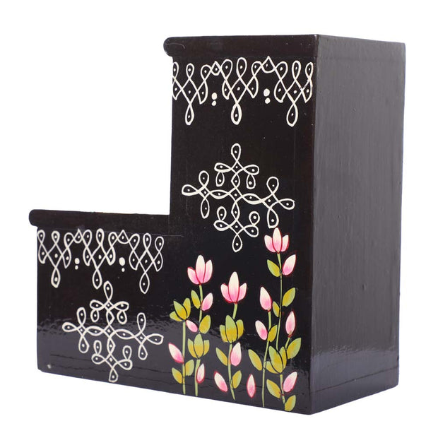 Rangoli Design Wooden Display Steps for Home Decor