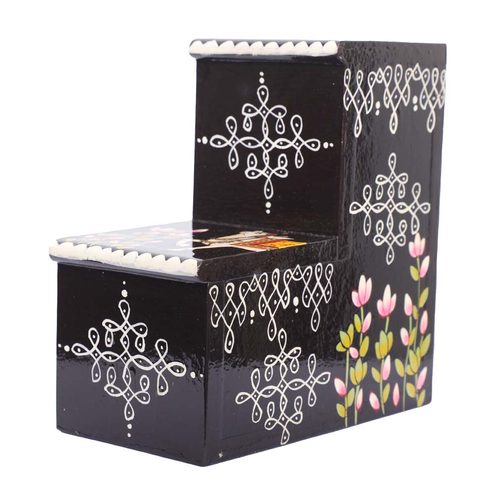 Rangoli Design Wooden Display Steps for Home Decor