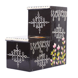 Rangoli Design Wooden Display Steps for Home Decor