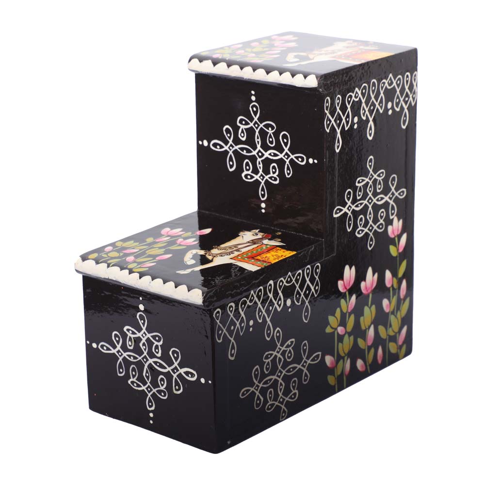 Rangoli Design Wooden Display Steps for Home Decor