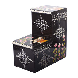 Rangoli Design Wooden Display Steps for Home Decor