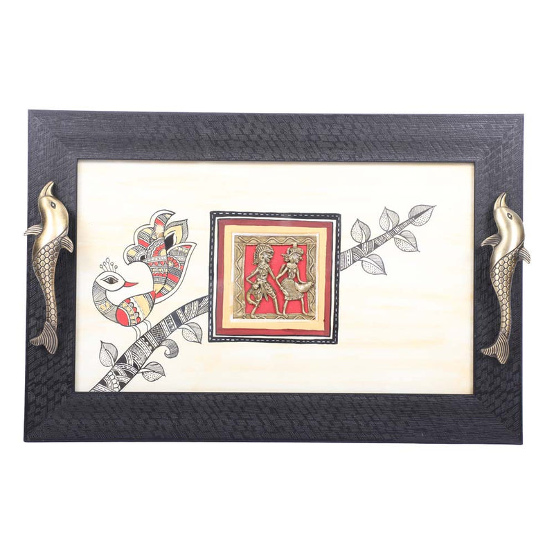 AO  WOODEN DHOKRA ART TRAY