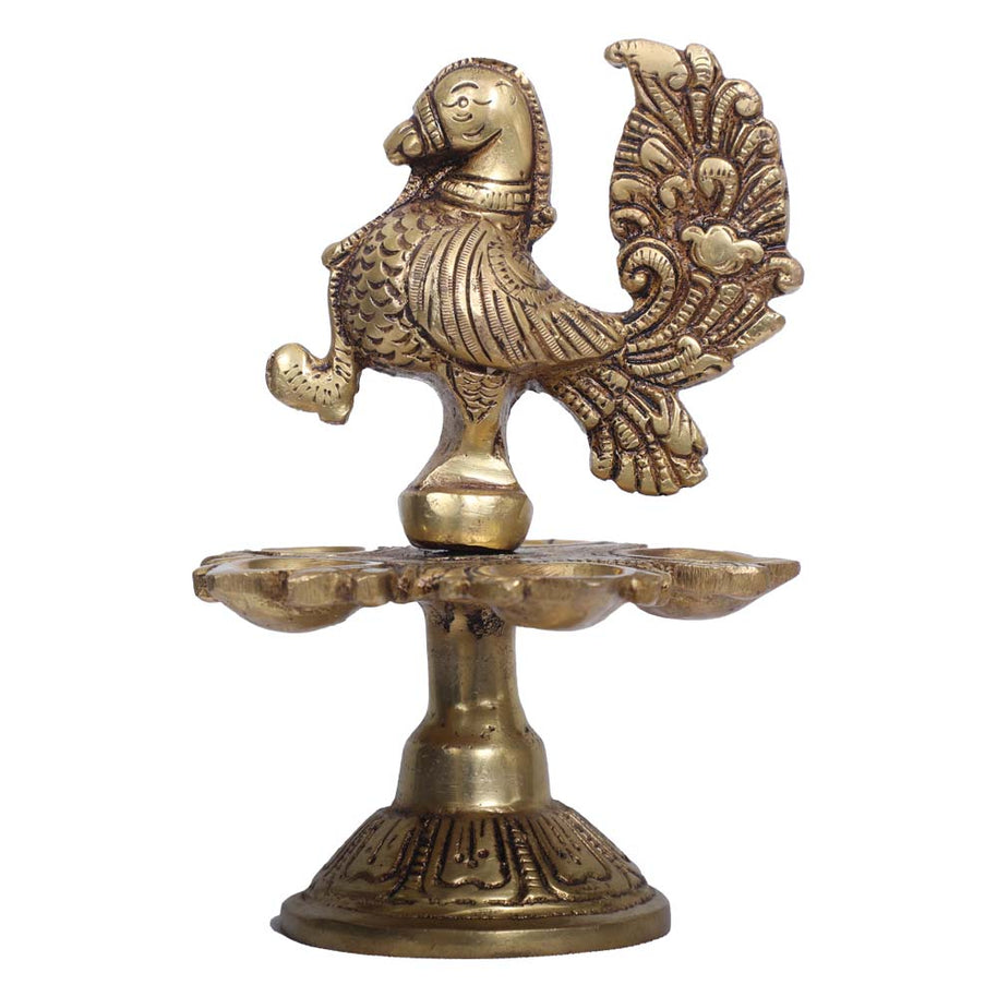 Handcrafted Brass Peacock Diya Lamp for Pooja and Home Décor