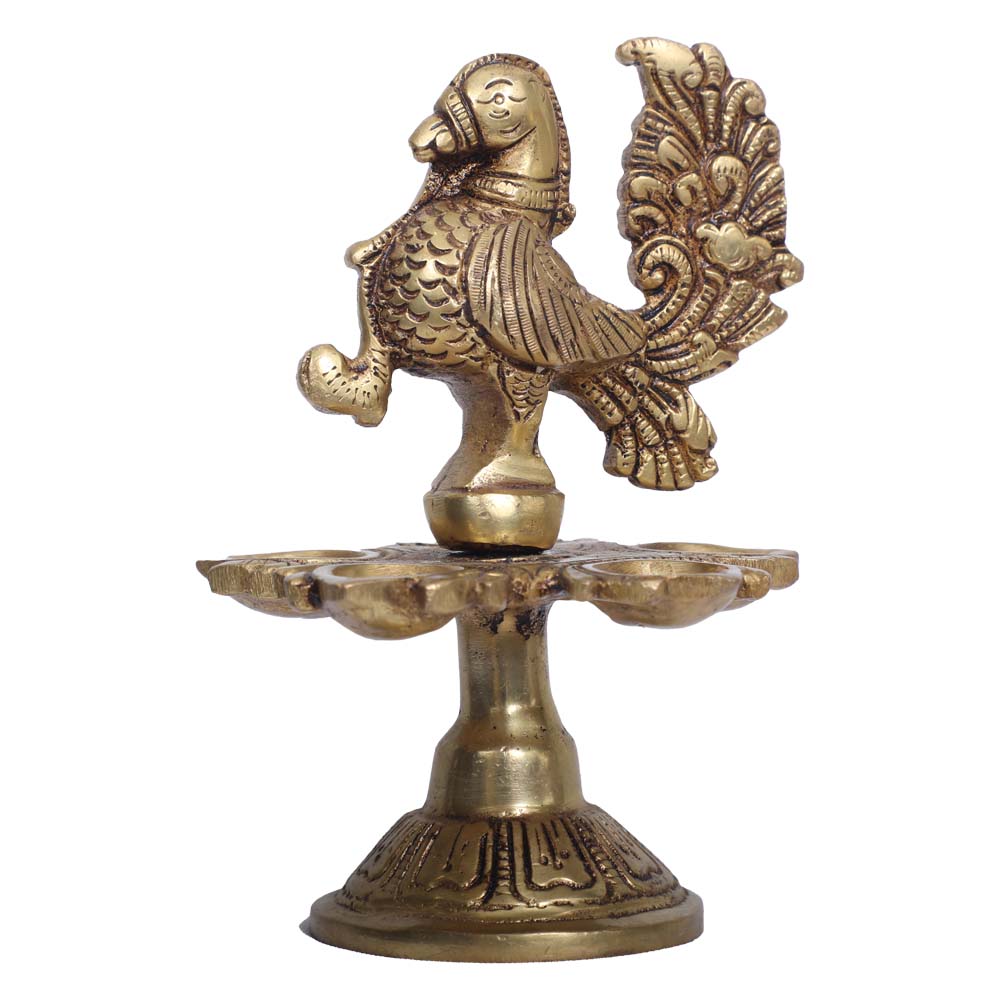 Handcrafted Brass Peacock Diya Lamp for Pooja and Home Décor