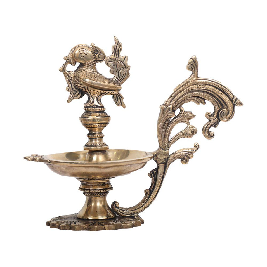 Antique Brass Bird Diya for Pooja