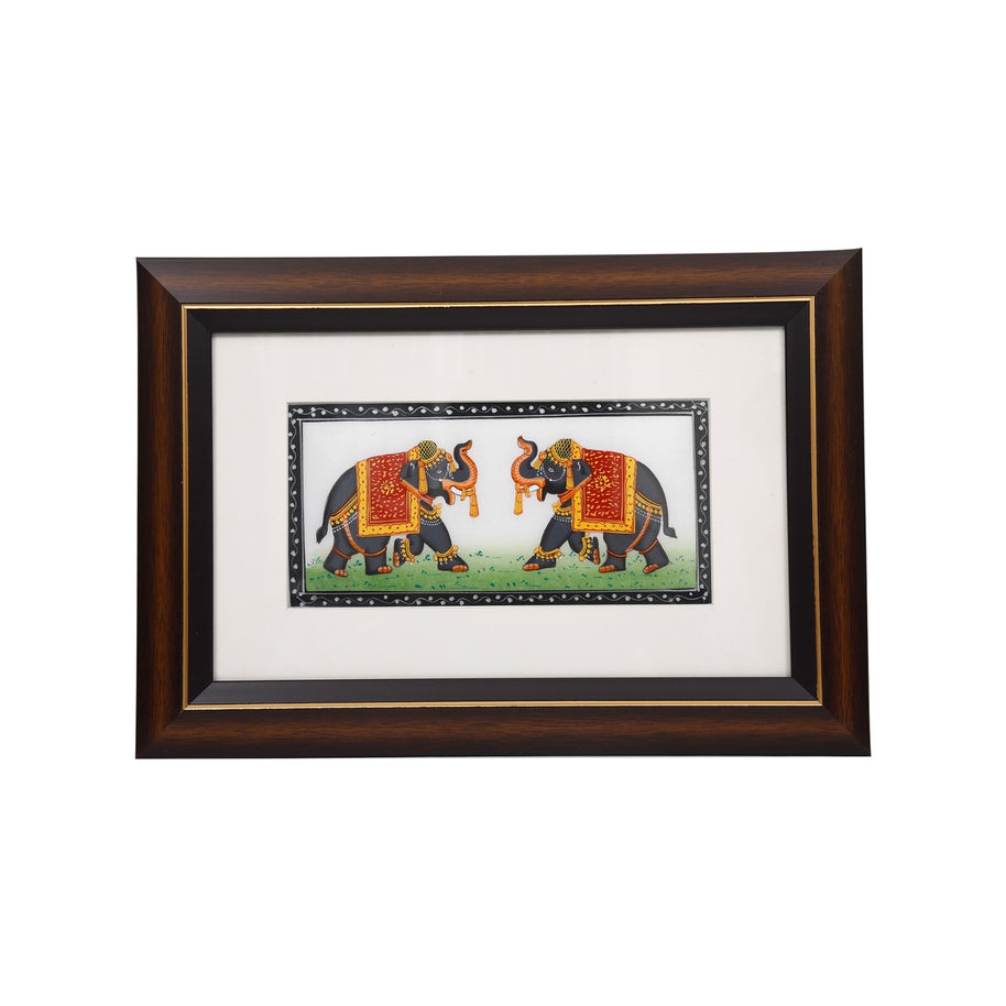 Silk Painting Two Elephant Medium