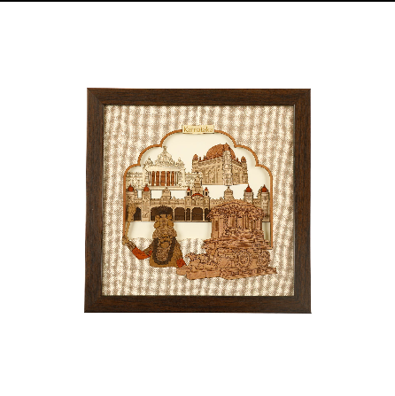 Wooden Karnataka Heritage Monuments Wall Art