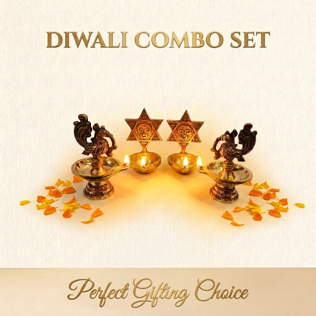 Brass Bird and  Murugan Diya  – Traditional Pooja and Festive Gifting | Combo Set