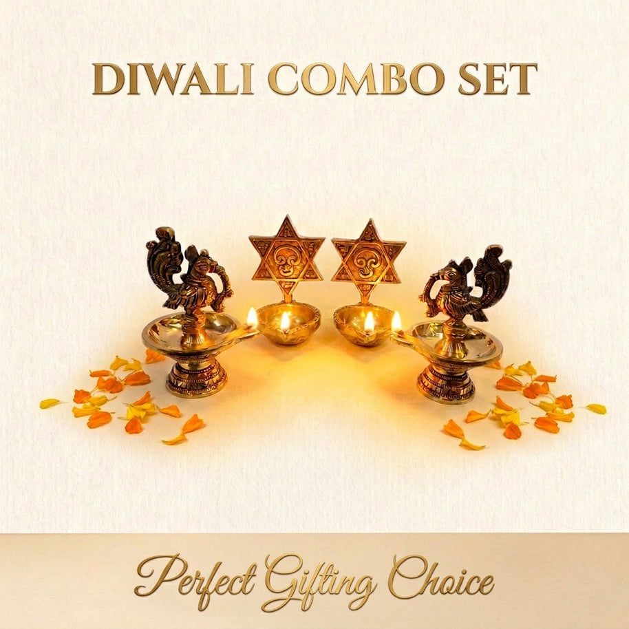 Brass Bird and  Murugan Diya  – Traditional Pooja and Festive Gifting | Combo Set