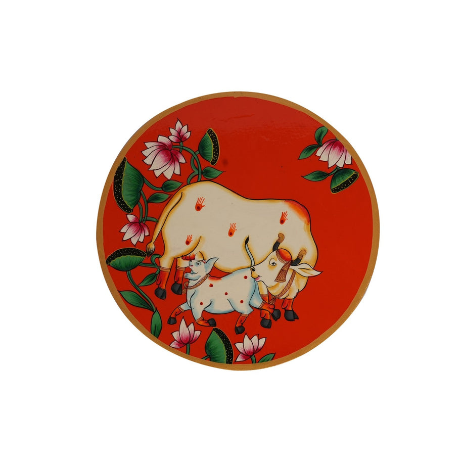 Hand-Painted Pichwai Style Wooden Wall Plate