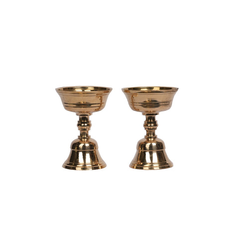 Brass Akanda Jyothi Diya Set of 2 | Traditional Pooja Diya – 3.5" Height