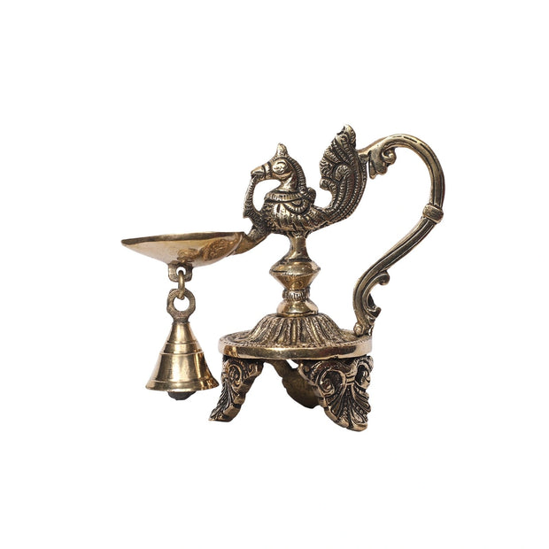 Brass Bird Deepak With Handle