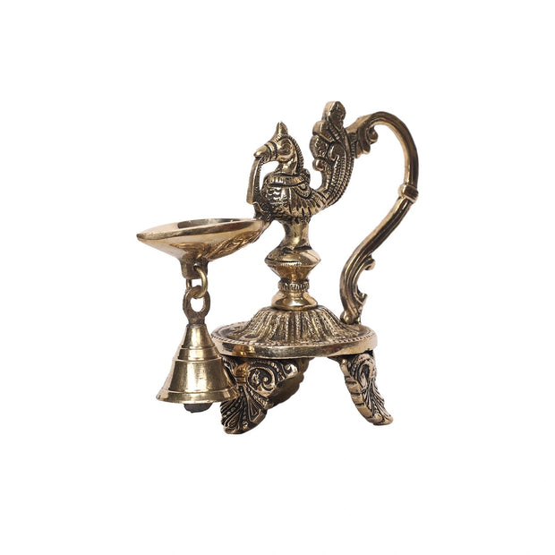 Brass Bird Deepak With Handle