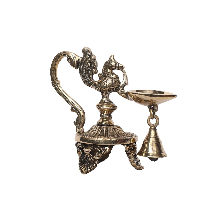 Brass Bird Deepak With Handle
