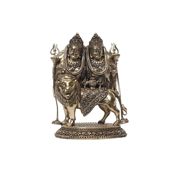 Brass Chamunda Mata Sitting On Lion