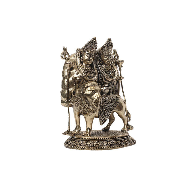 Brass Chamunda Mata Sitting On Lion