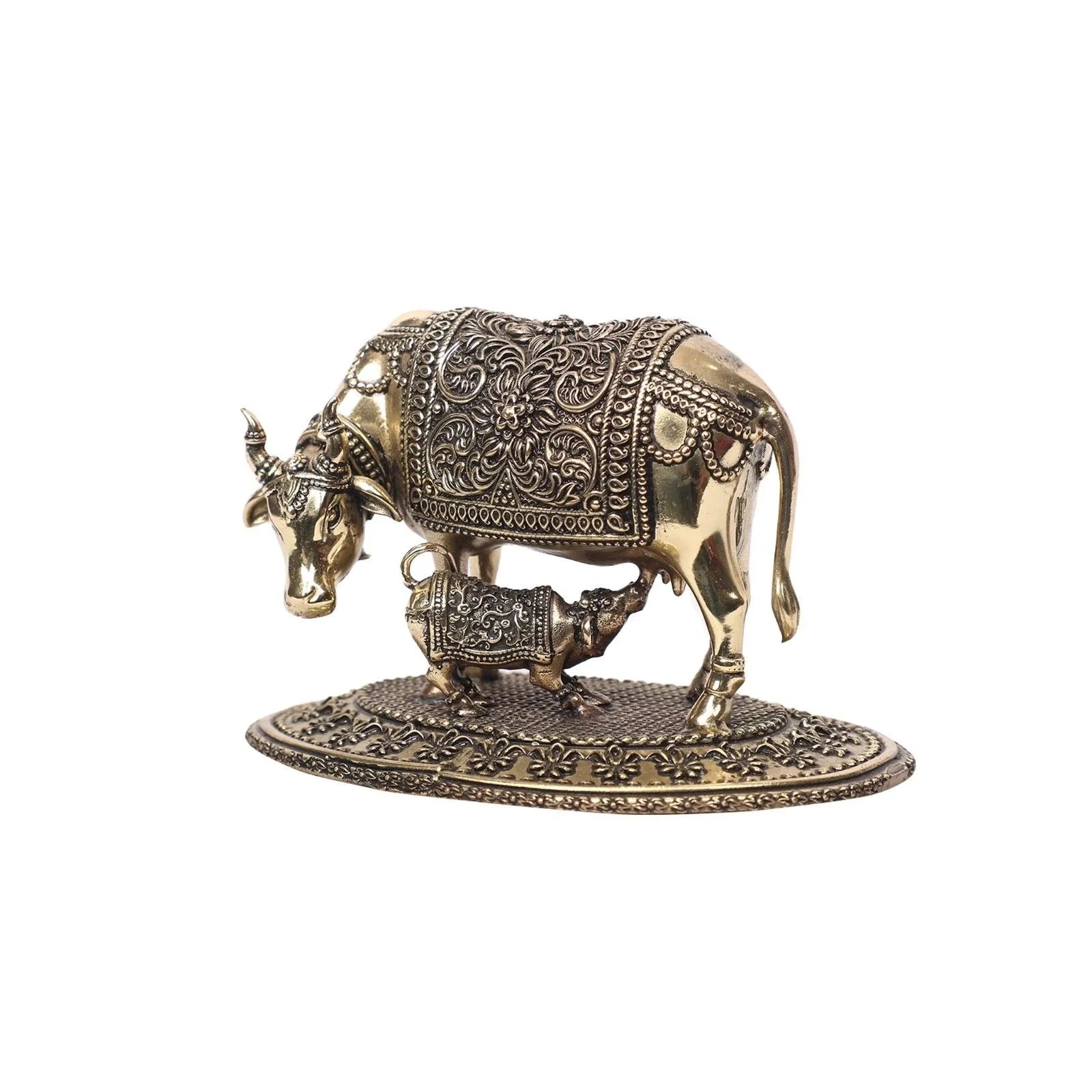 Brass Cow And Calf Idol