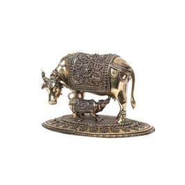 Brass Cow And Calf Idol