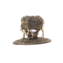 Brass Cow And Calf Idol