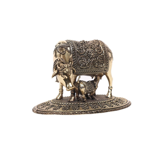 Brass Cow And Calf Idol
