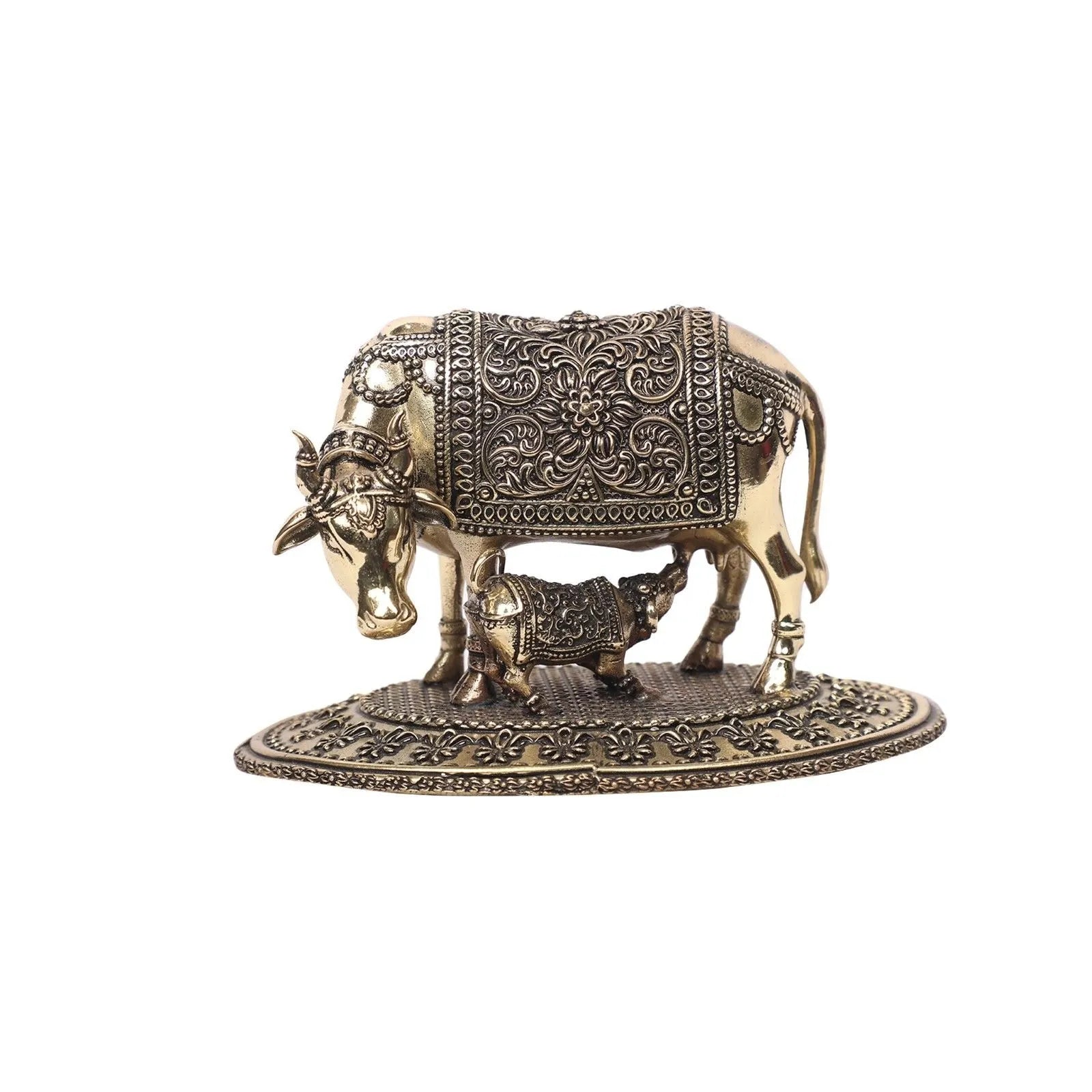 Brass Cow And Calf Idol