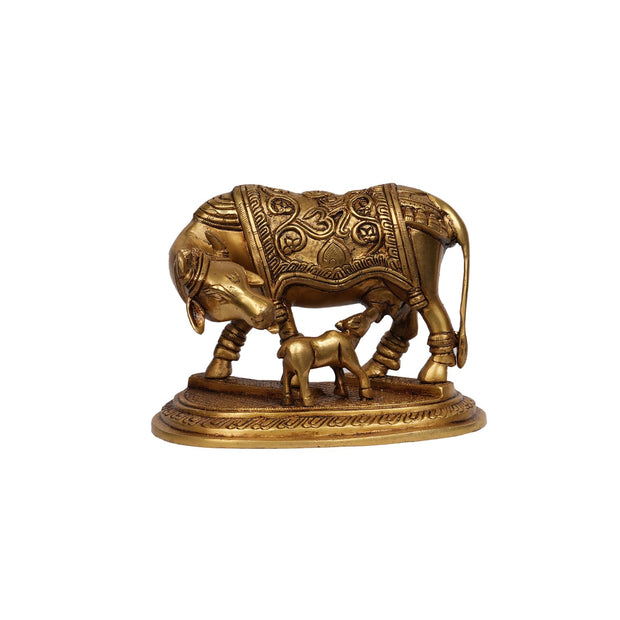 Brass Cow and Calf Statue