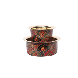 Brass Dabra Set With Printed Design