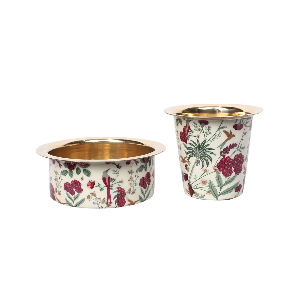 Brass Dabra Set With Printed Design