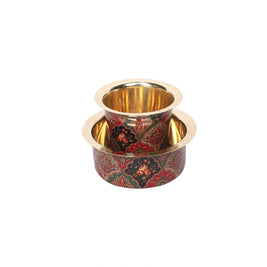 Brass Dabra Set With Printed Design